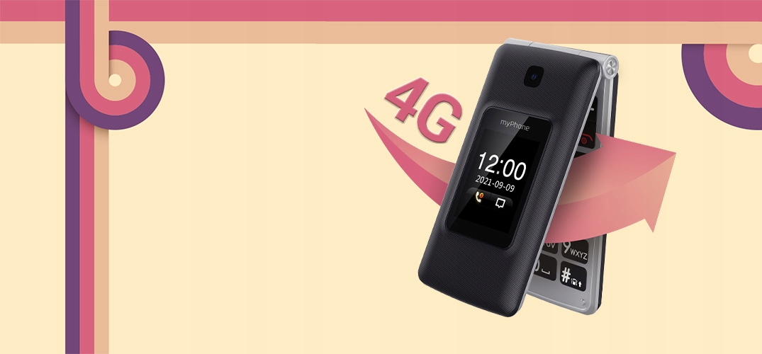 Telefon z Klapką myPhone Tango LTE, 4G, Dwa Ekrany Kolor czarny