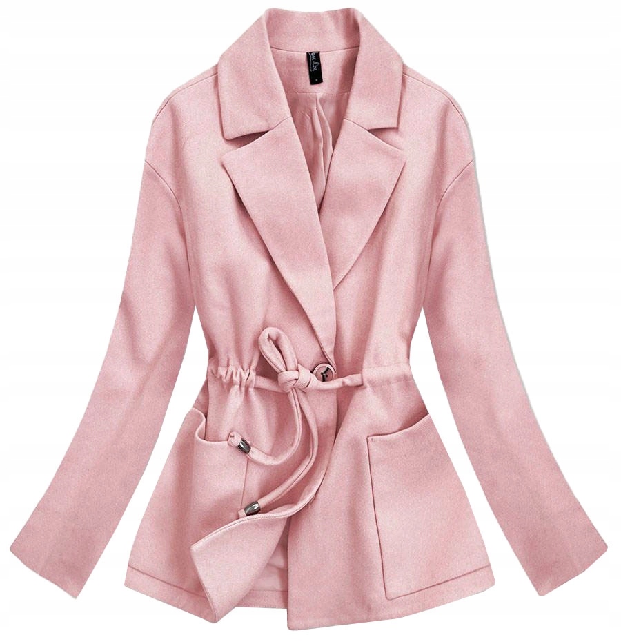 Krátký Volný Kabát 2727 Růžový XXL (44)