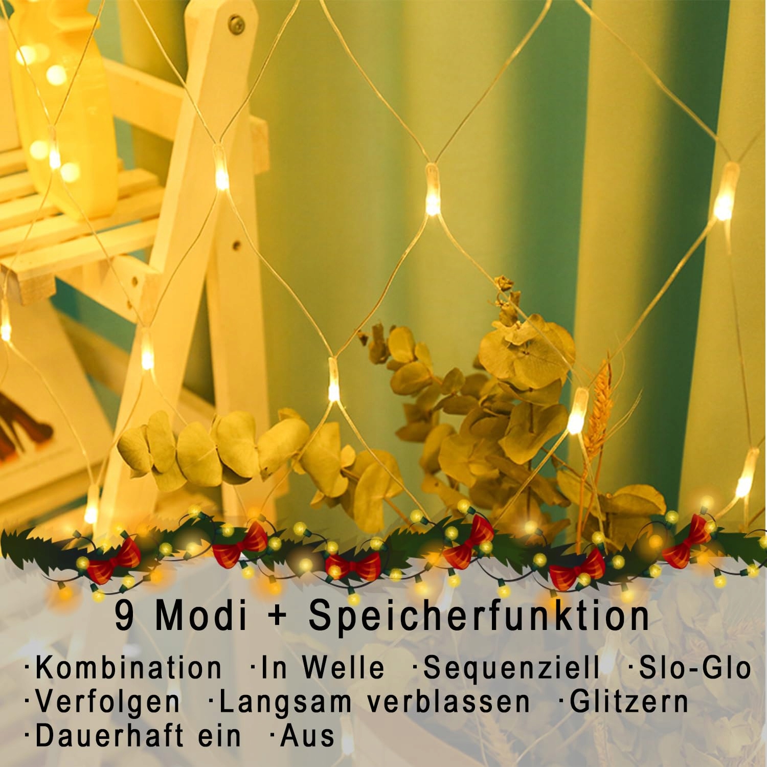 MOLVCE Lichternetz 100 LED Zewnętrzne IP44 Oświetlenie Ogrodu Balkonów — miniatura 3