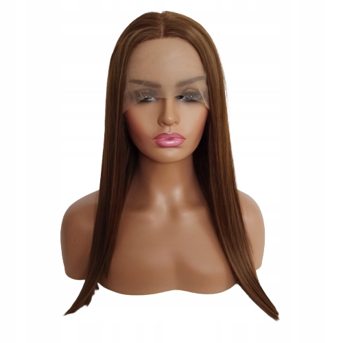 Paruka Lace Front světle hnědá 55 cm hnědá čepička Bonus