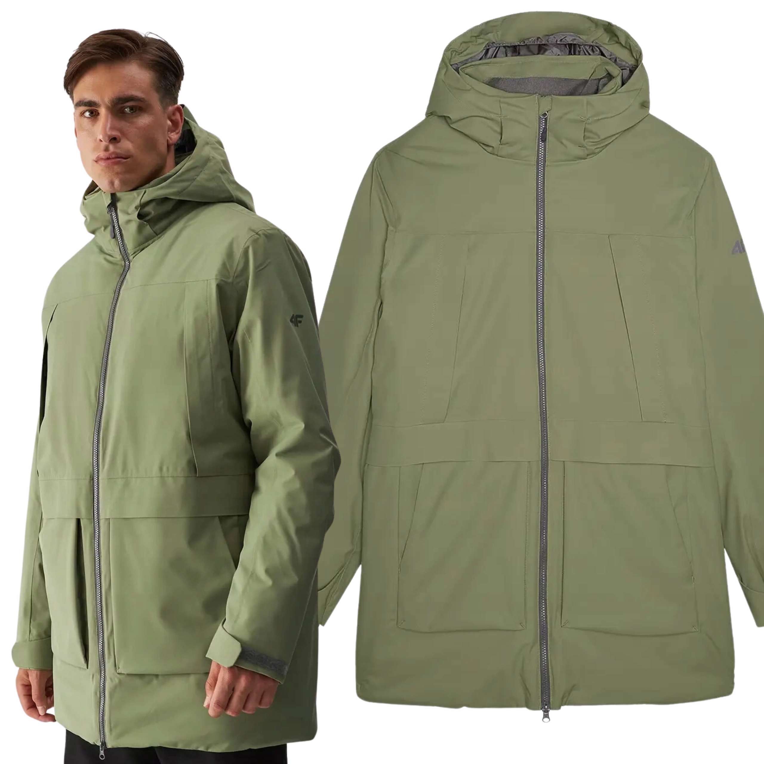 Bunda 4F Pánská Zimní Parka S Kapucí Dlouhá Sportovní Membrána vel. S