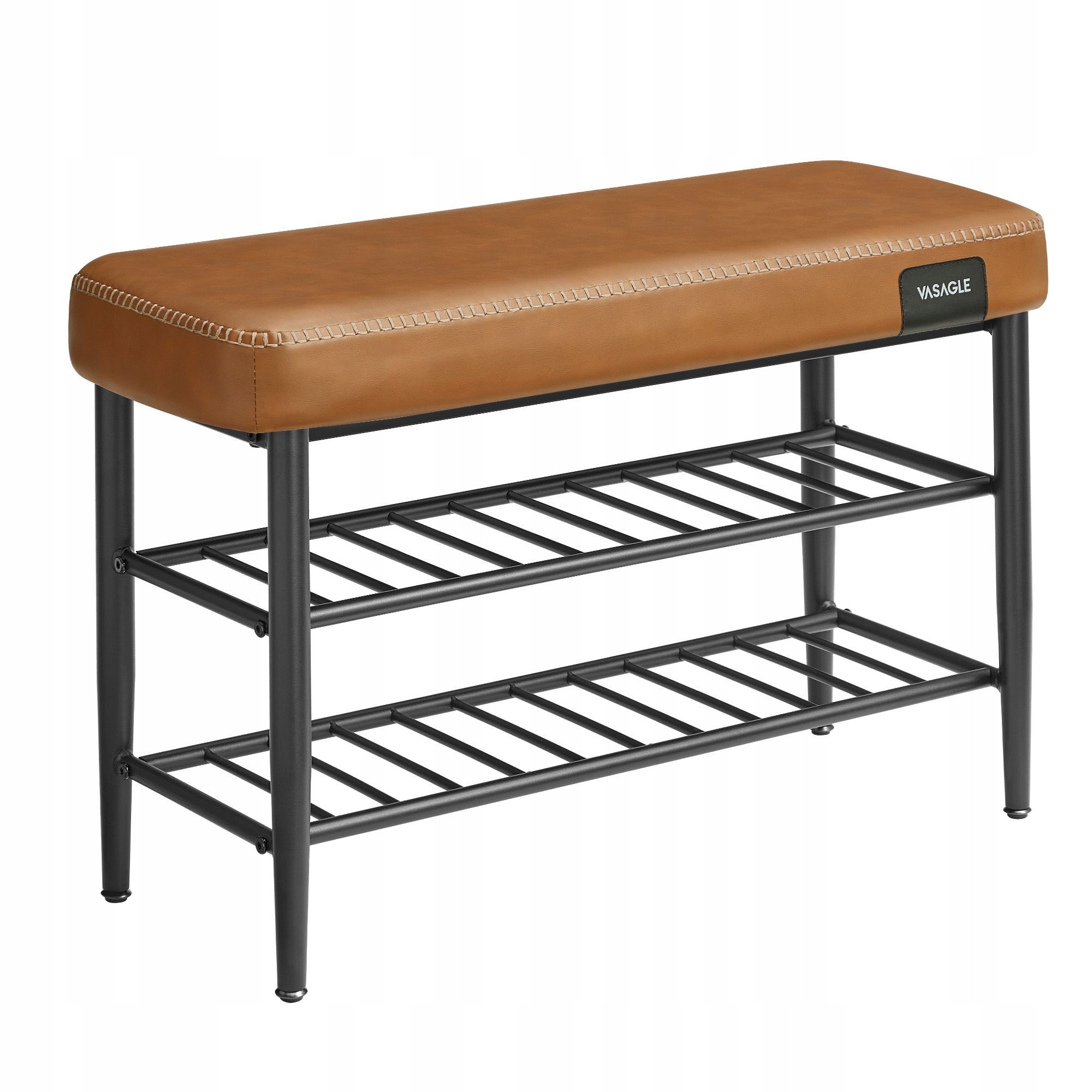 Stabilná skrinka na topánky s sedadlom z umelej kože s prešívaním Loft