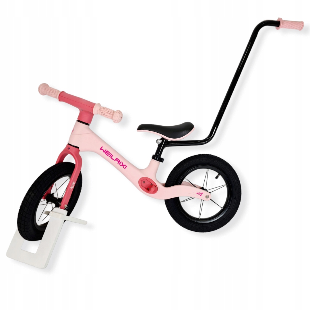 Rowerek biegowy BMT002 pompowane koła Kij metalowe szprychy Różowy