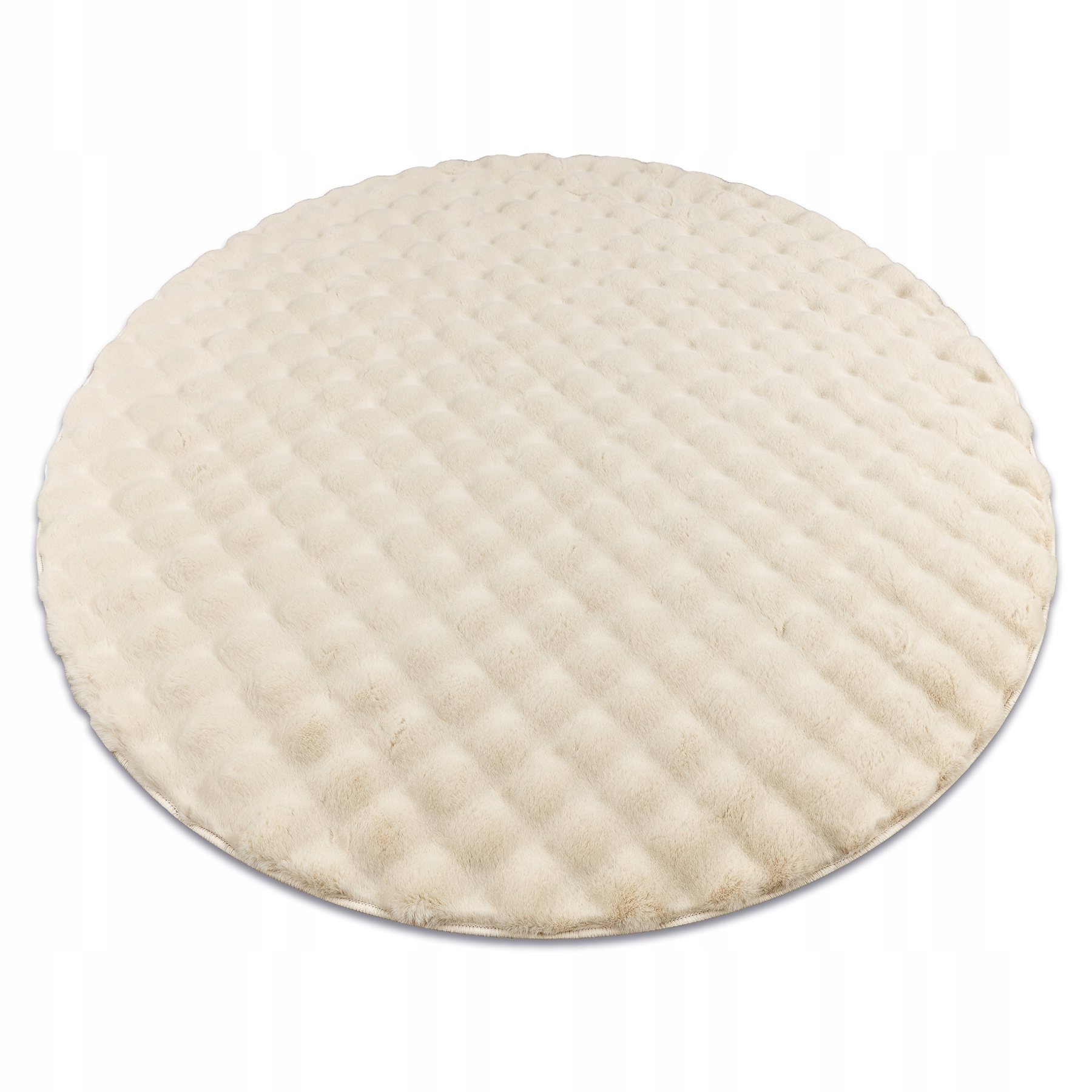 Dywan rabbit Bubble beż Futro Włos Królika dwupoziomowy koło 100 cm