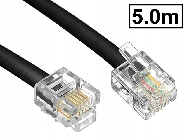 

Kabel telefoniczny aparat-linia RJ11 czarny 5m