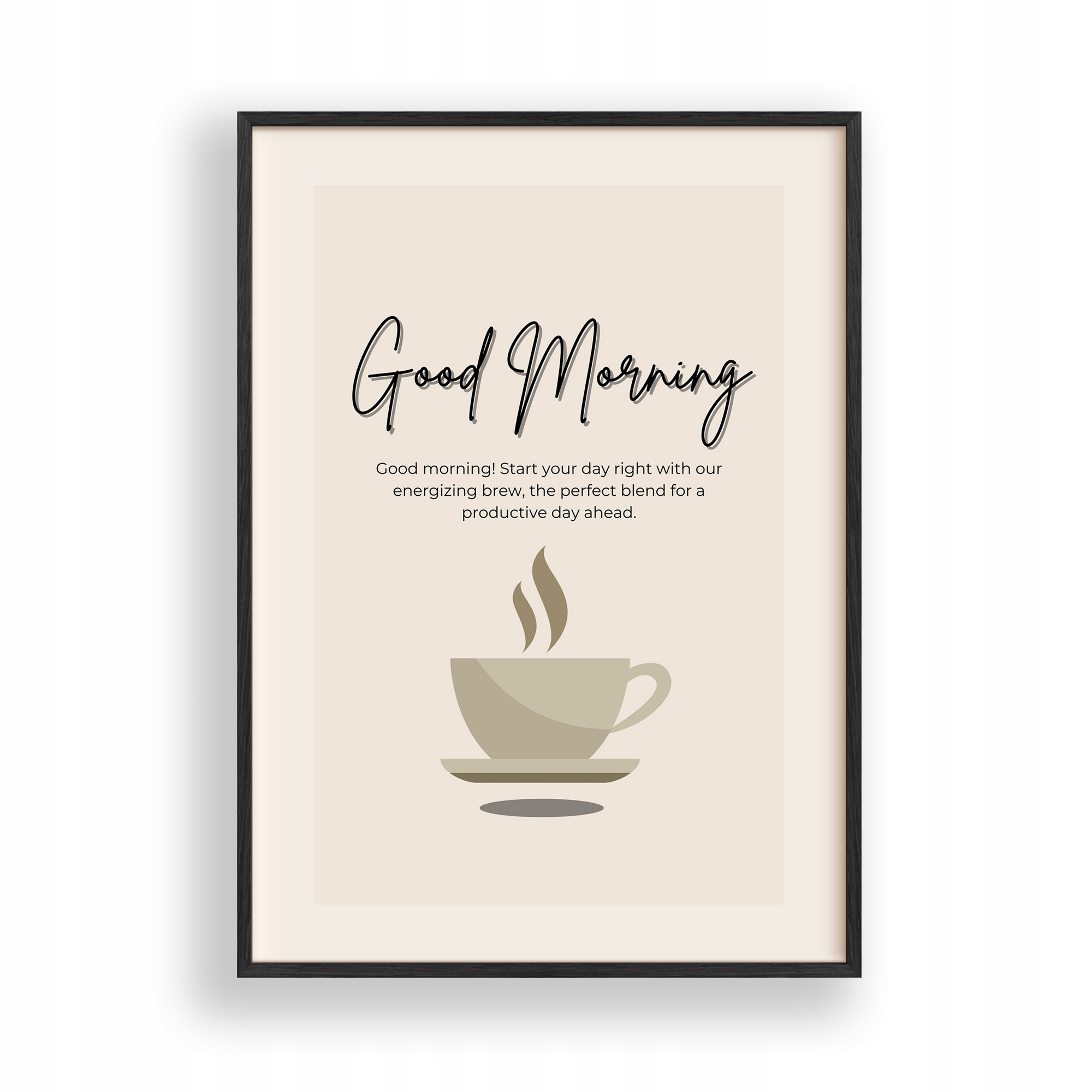 Obraz Good Morning Kawa Plakat Ramka Drewniana Czarna 30x42 cm