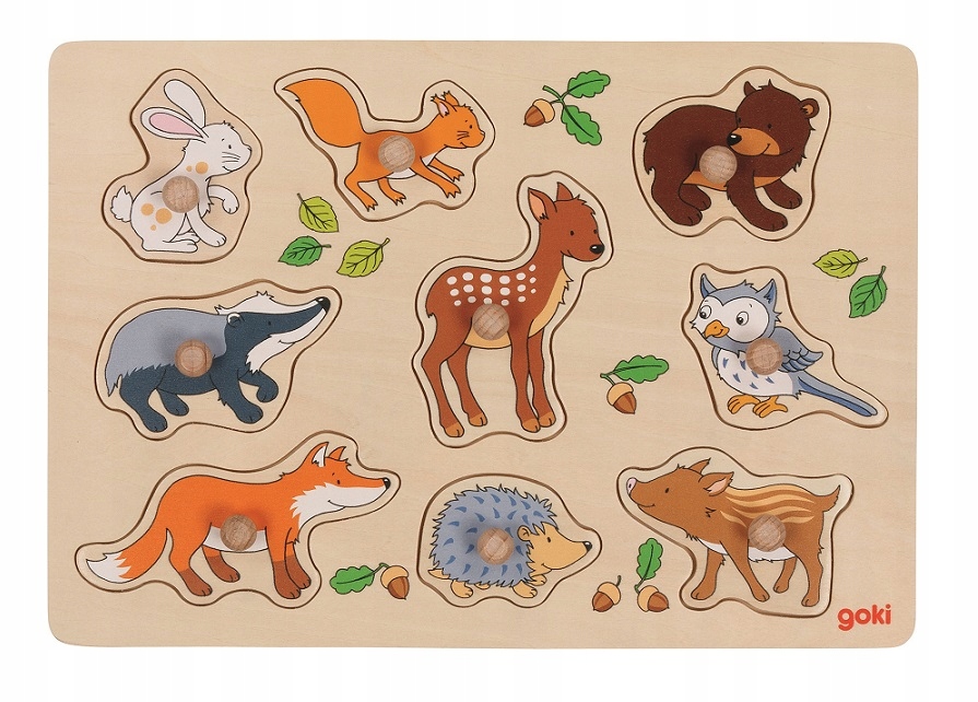 

Drewniane Puzzle Montesori Zwierzątka leśne Goki