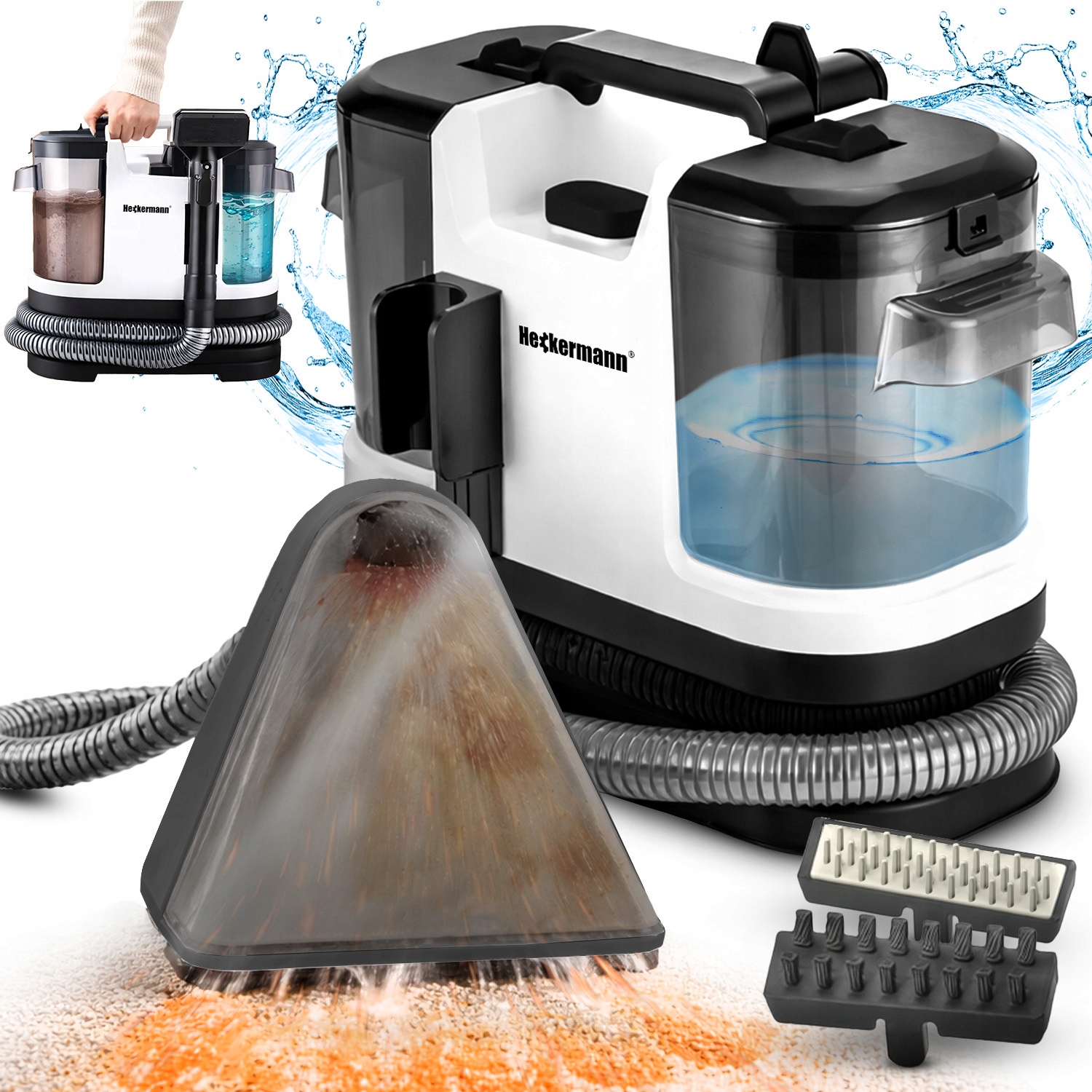 Odkurzacz Piorący Do Dywanów Tapicerki Na Mokro Sucho Zestaw 450W