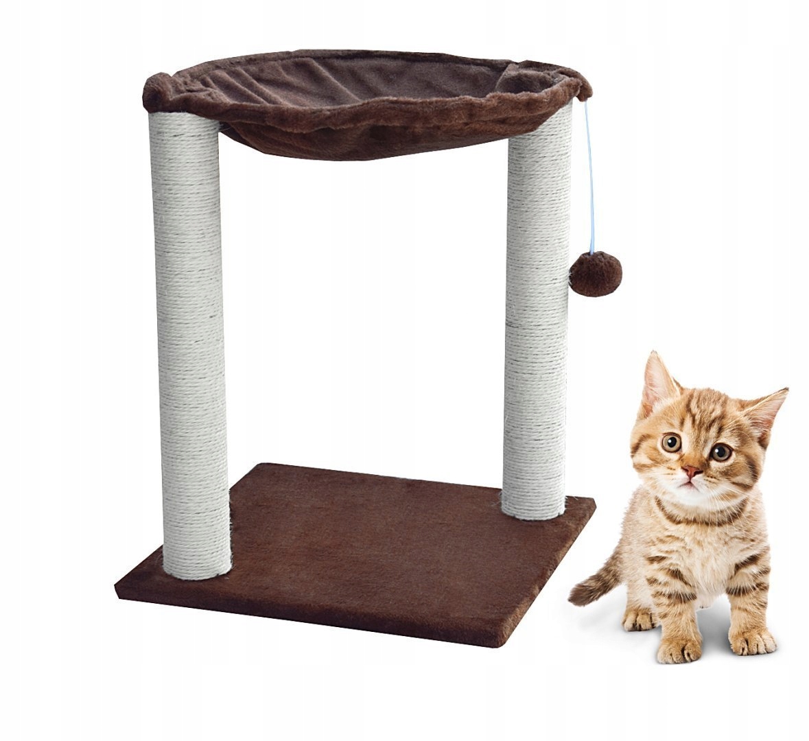 Levně Pelíšek Pro Kočky Houpací Síť S Škrabadlem Plyšová Stabilní Hračka Hnědá