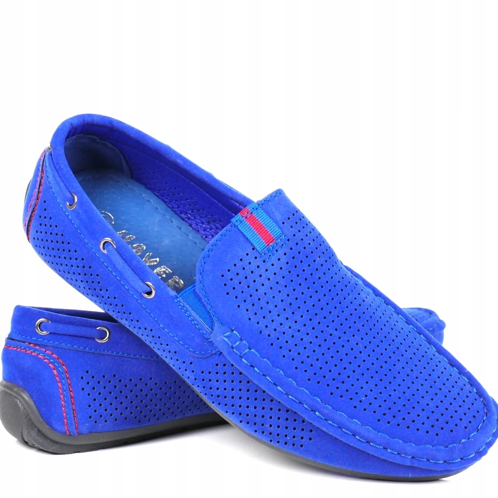 Pánské Mokasíny Ažurové Polobotky Nazouvací Modré Chabrové Módní A Pohodlné