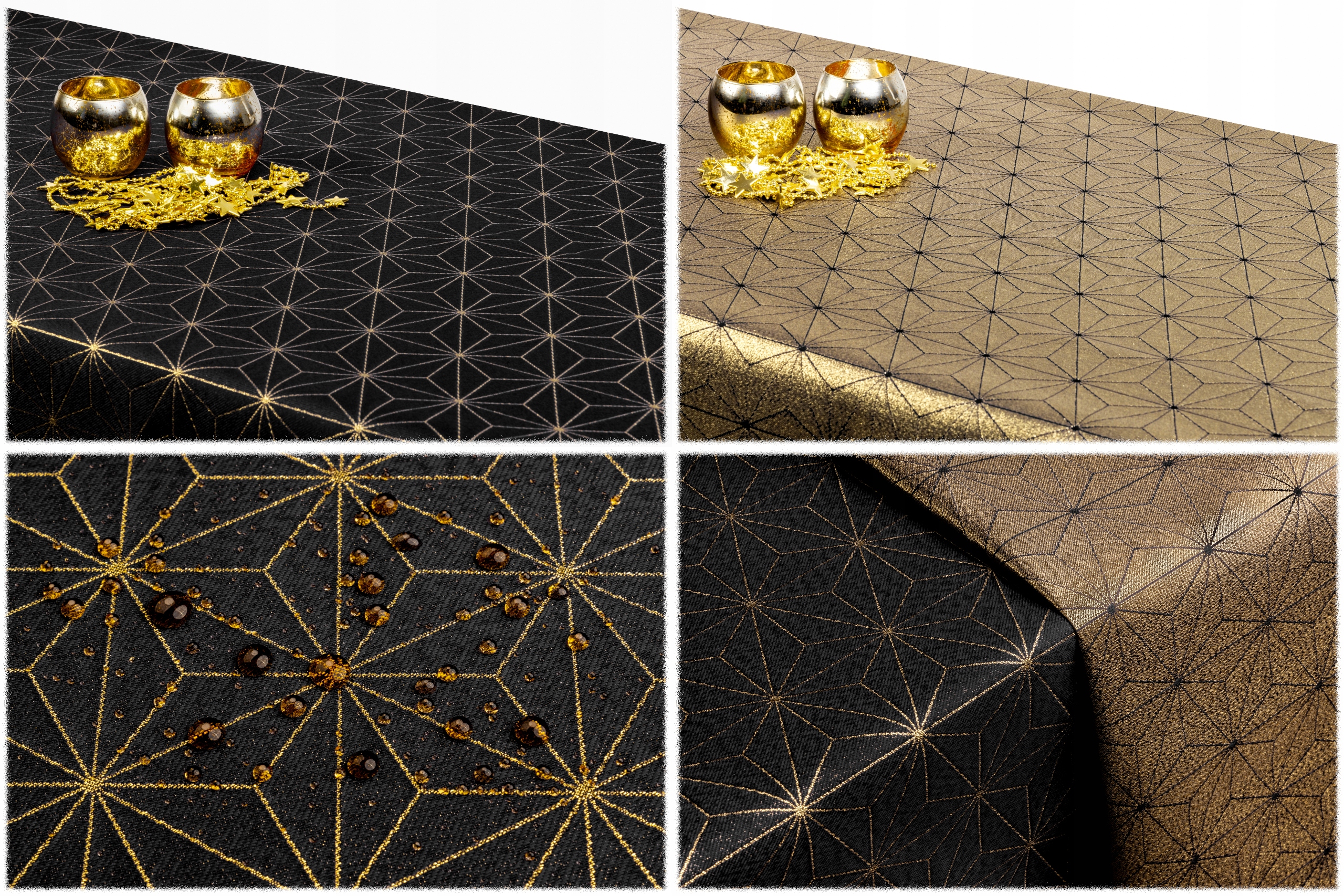 

obrus Dwustronny 110x280 Czarny diament Złoty styl