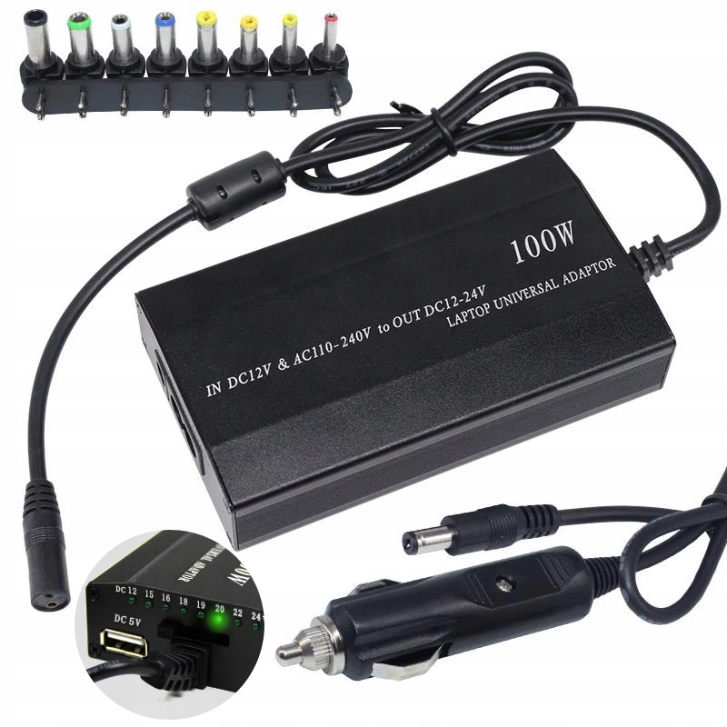 

Zasilacz Uniwersalny Laptop 100W 12-24V 230V Usb