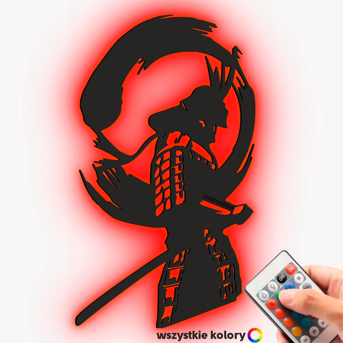 Dřevěný obraz Samuraj Nástěnná Dekorace Obývacího pokoje Obraz 3D XL Led lampa