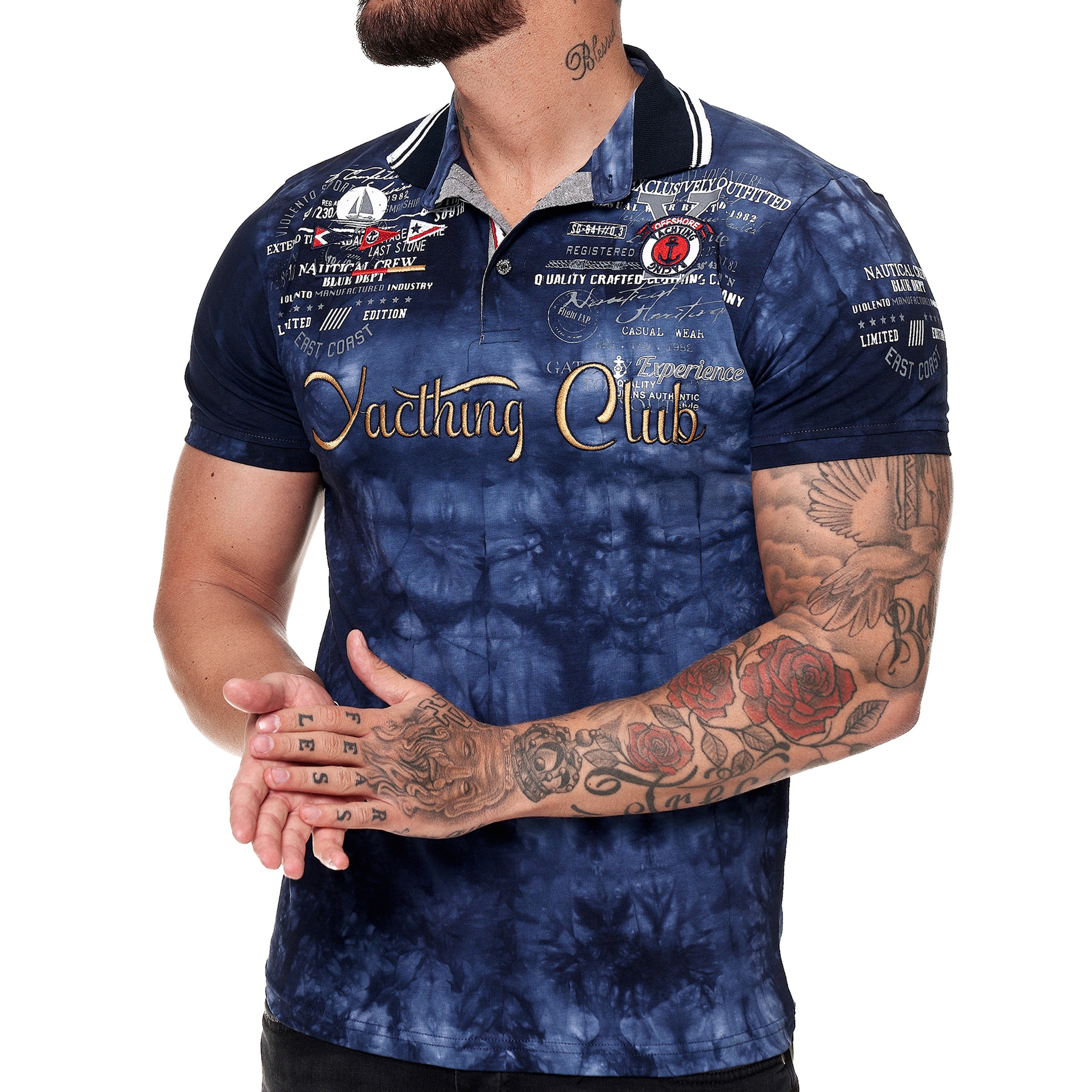 

polo T shirt Męski Yachting Club Wyszywany Mazany