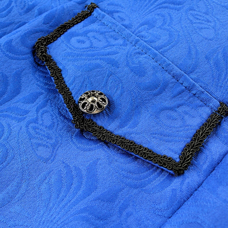 STRÓJ KOSTIUM FRAK VINTAGE KSIĄŻĘ ARYSTOKRATA SĘDZIA BAROK COSPLAY 158 164 Kolor dominujący odcienie niebieskiego