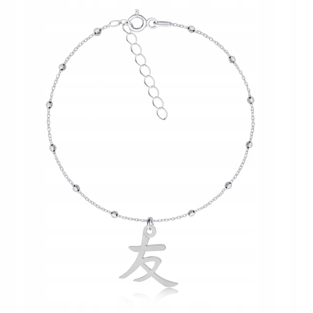 Kanji japonský znak přátelství stříbrný kuličkový náramek stříbro 925
