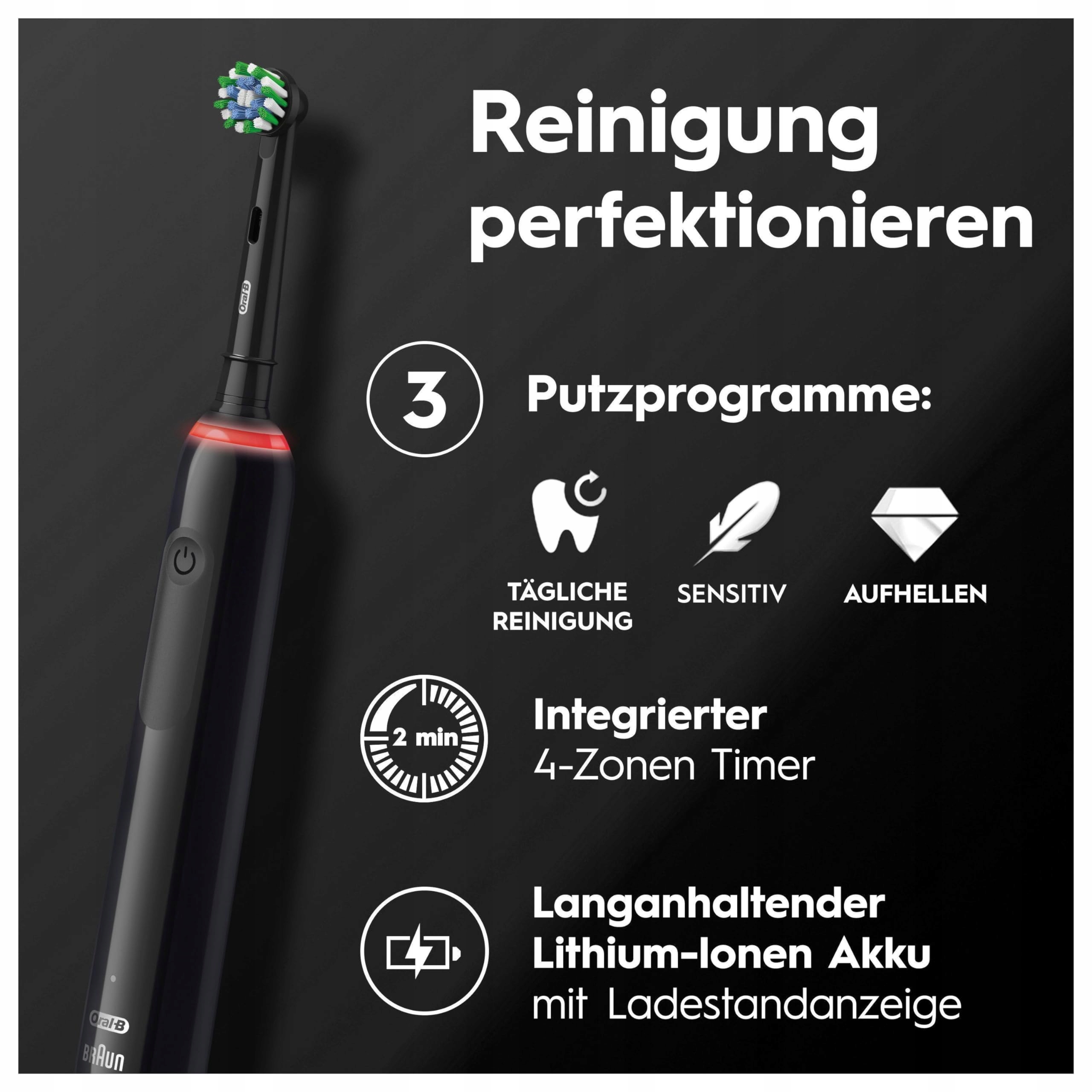 ORAL-B Pro Series 3 Plus Szczoteczka Elektryczna 3 Końcówki 3 Tryby Czarna — miniatura 6