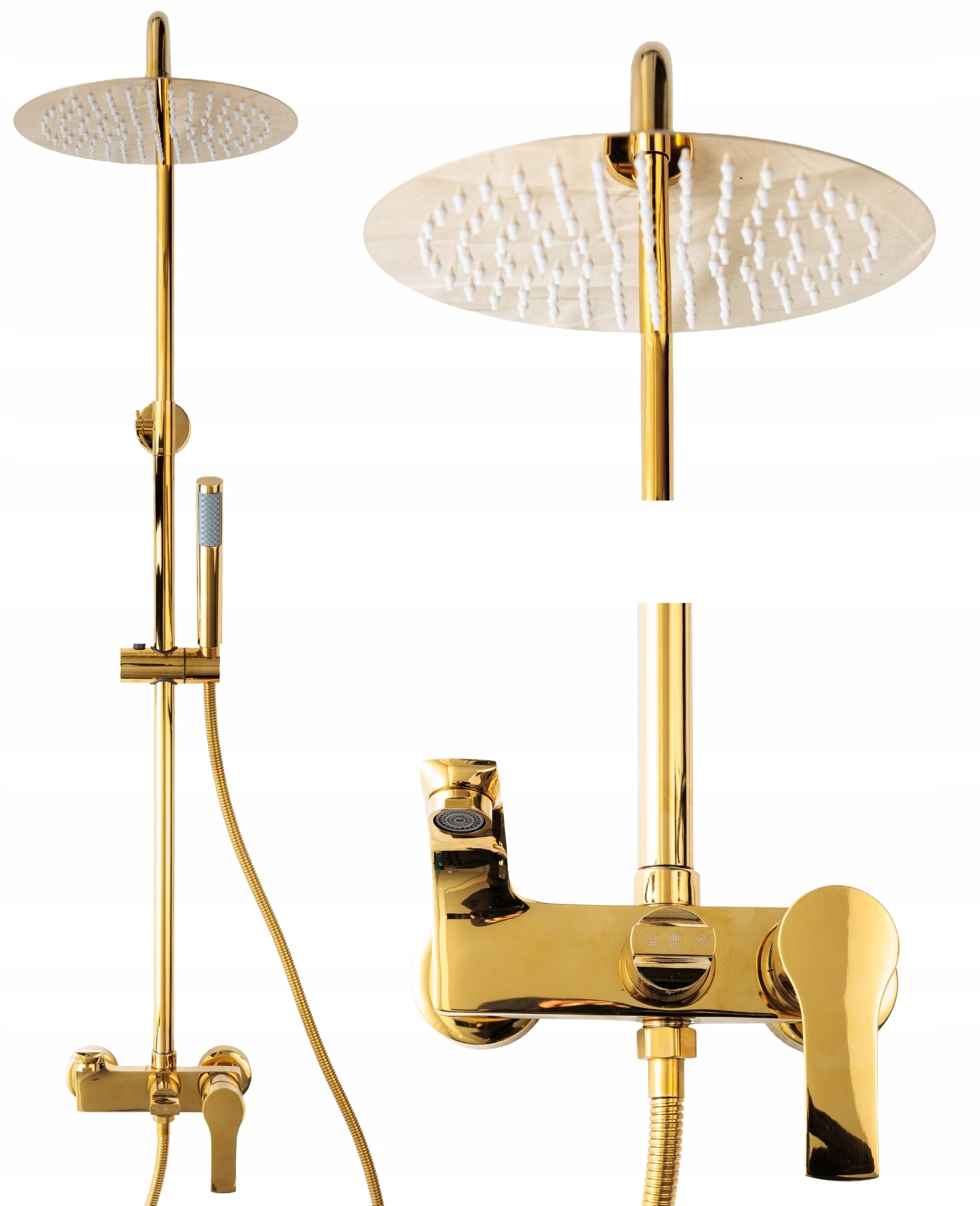 Zlatá sprchový set na omítku Elena Indes zlatá dešťová sprcha sprchová hlavice