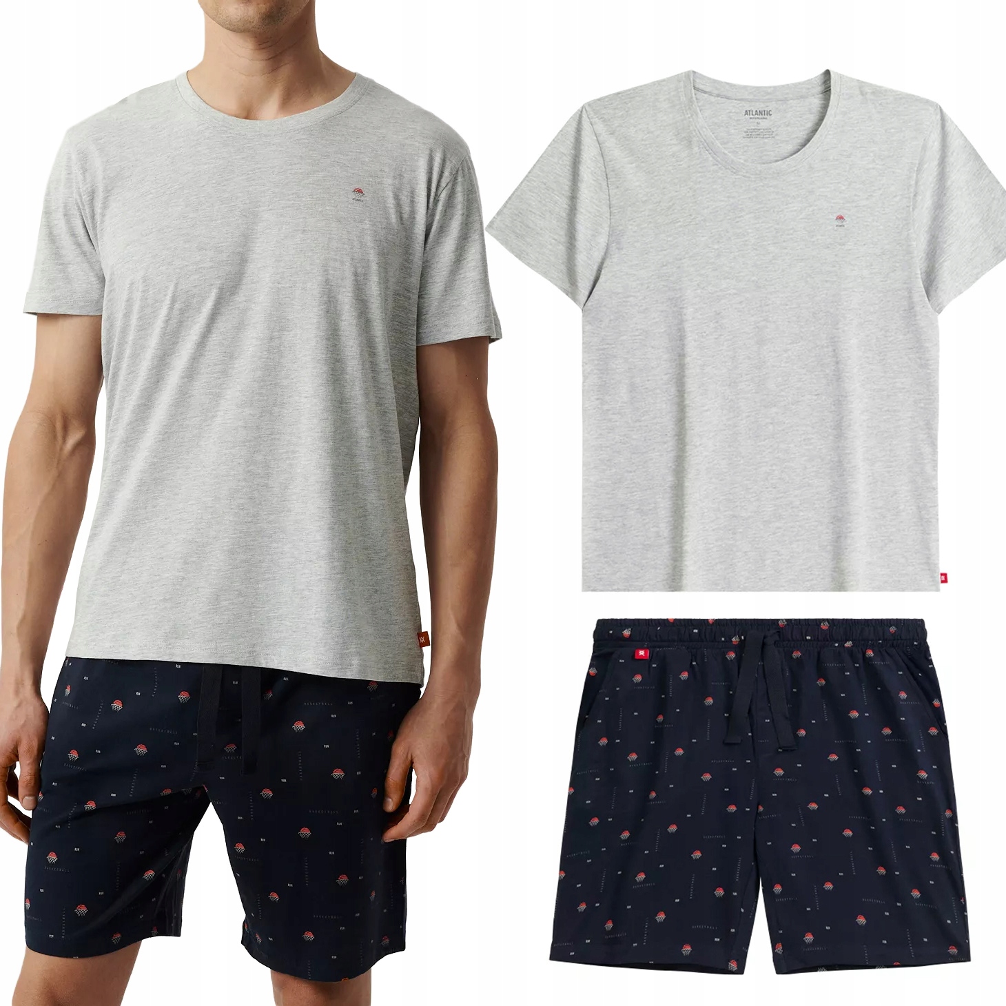 Pánské bavlněné pyžamo Atlantic NMP-384 Komplet T-Shirt Šortky XXL