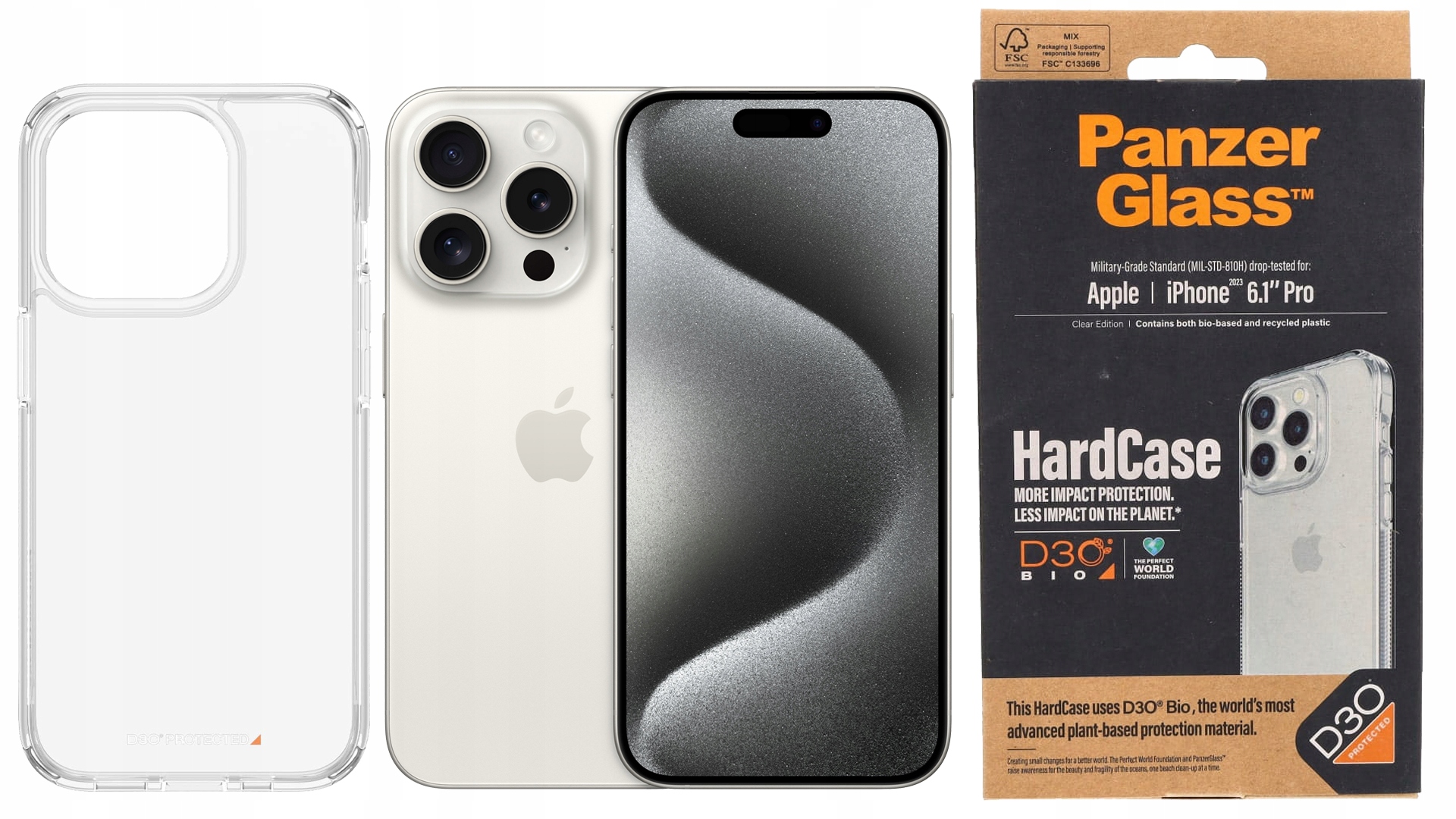 PanzerGlass Pouzdro Antibakteriální HardCase pro iPhone 15 Pro, bezbarvé
