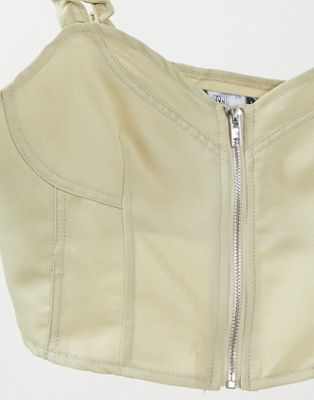 MISSGUIDED GORSET Z SUWAKIEM KREMOWY 36 ABF Materiał dominujący poliester