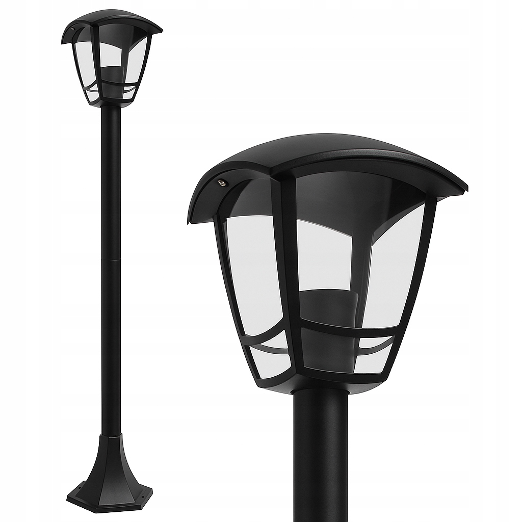 Lampa Ogrodowa stojąca słupek E27 93cm zewnętrzna Led czarna Latarnia