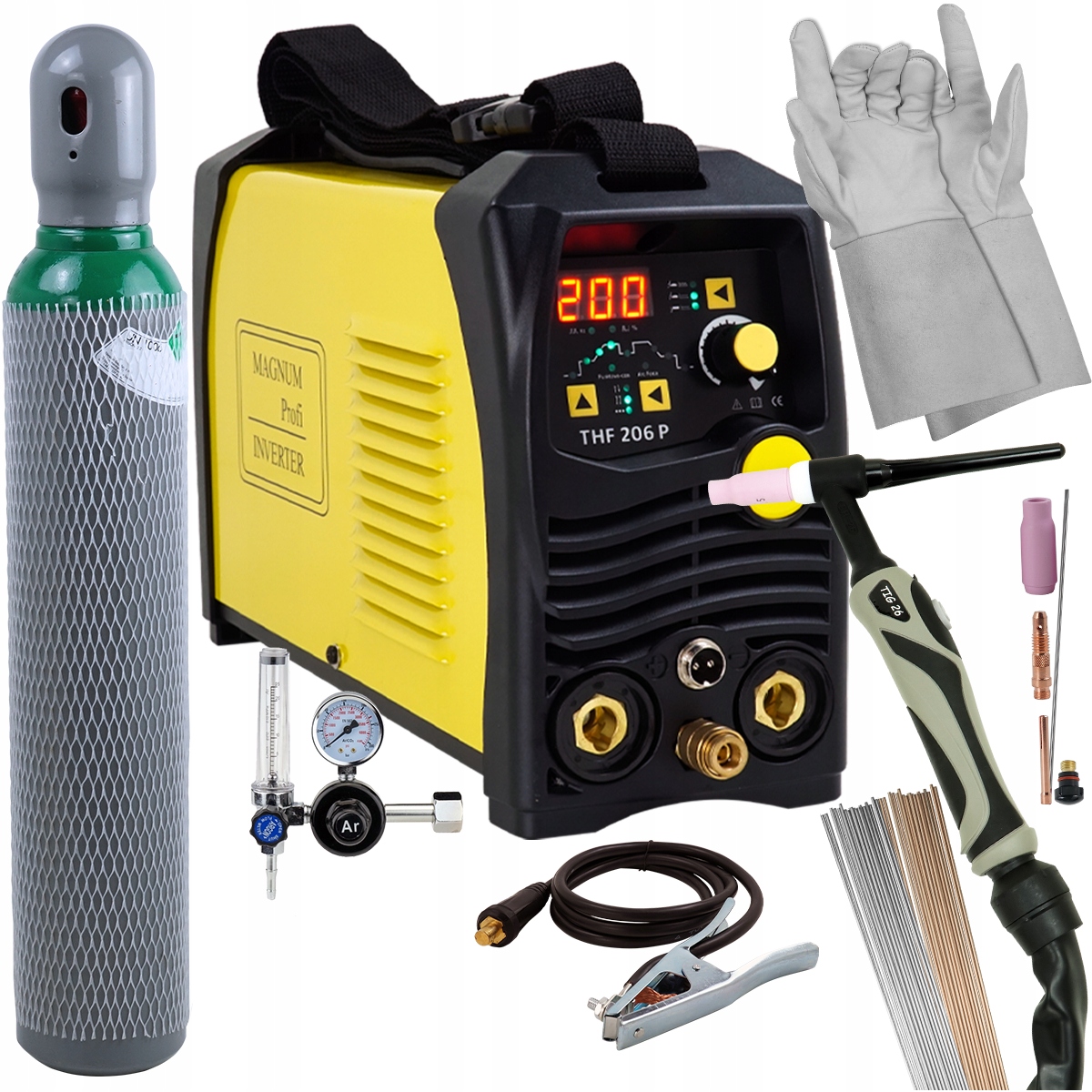 Spawarka Magnum THF TIG 200 A DC Puls 230V Zestaw