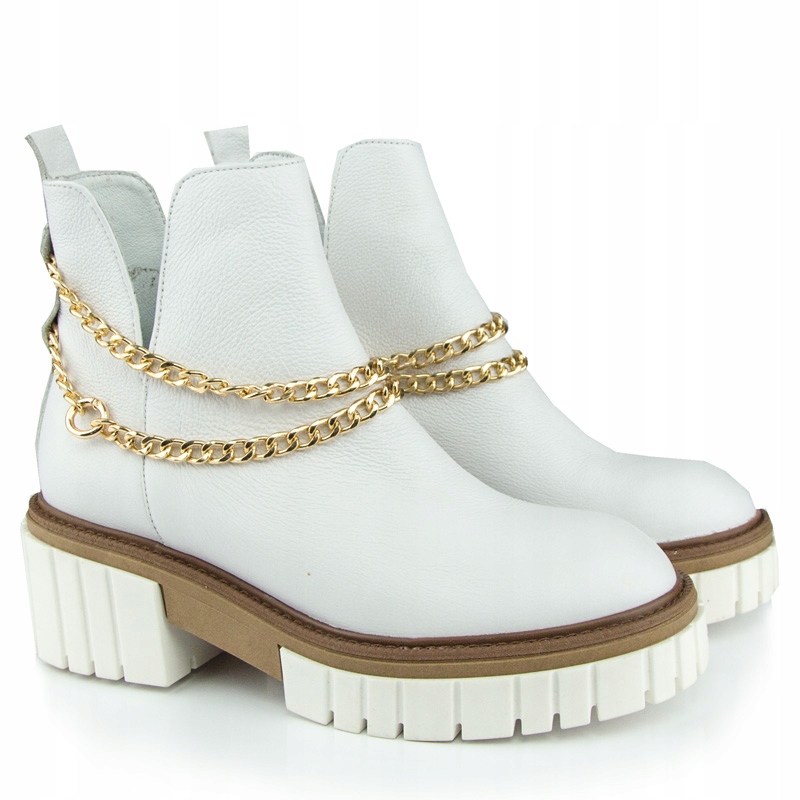 CARINII B7342 BOTKI WORKERY TRAPERY SKÓRA BIAŁE 40 Rozmiar 40