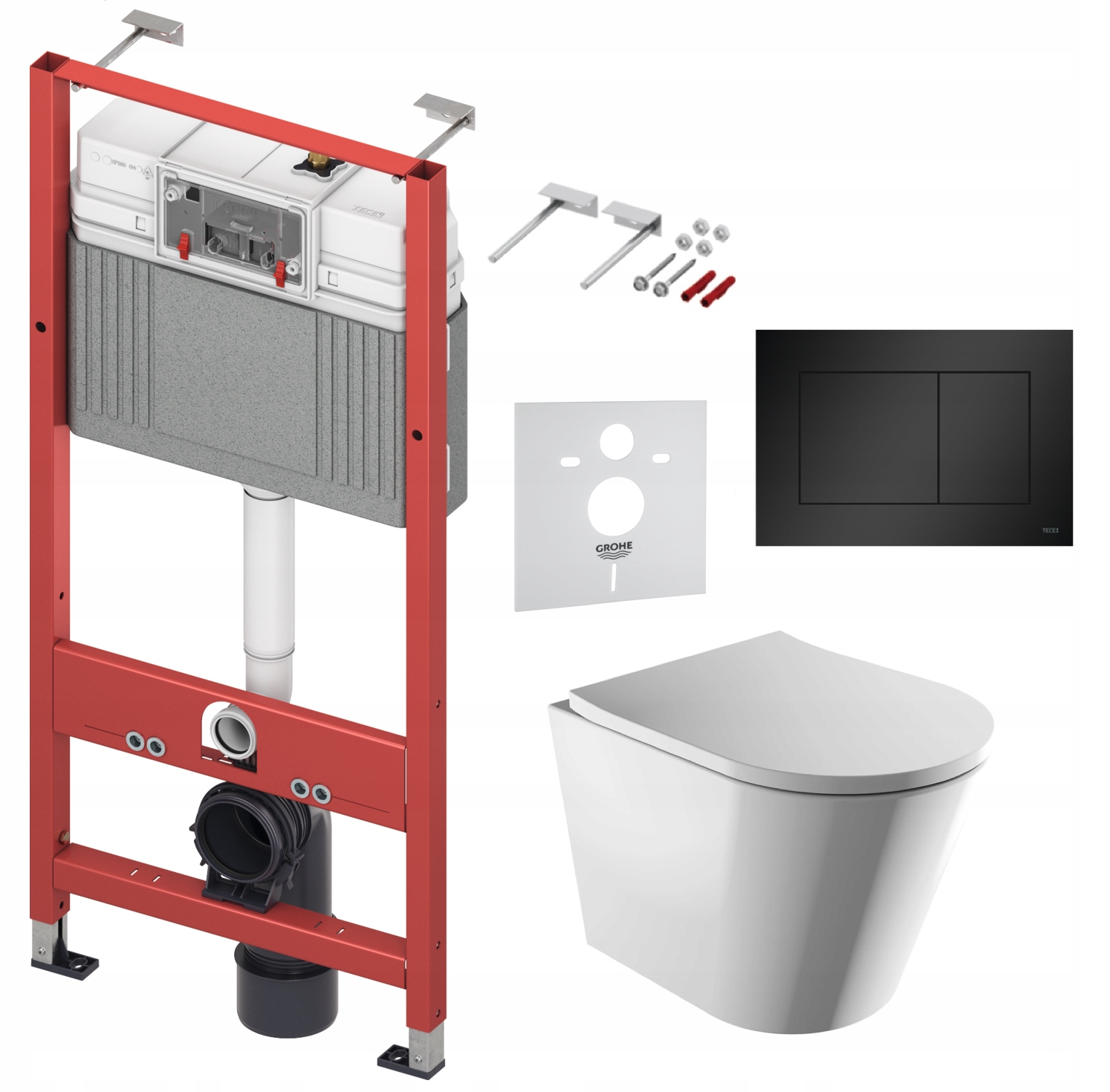 Wc sada Tece Base s Wc misou Tampa Rimless a tlačidlom čierna matná