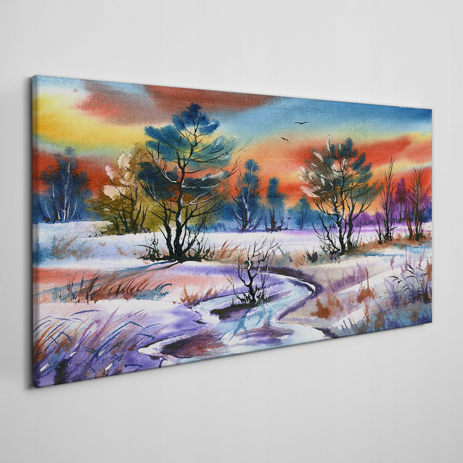 

Obraz na płótnie Malarstwo zima drzewa 140x70 cm