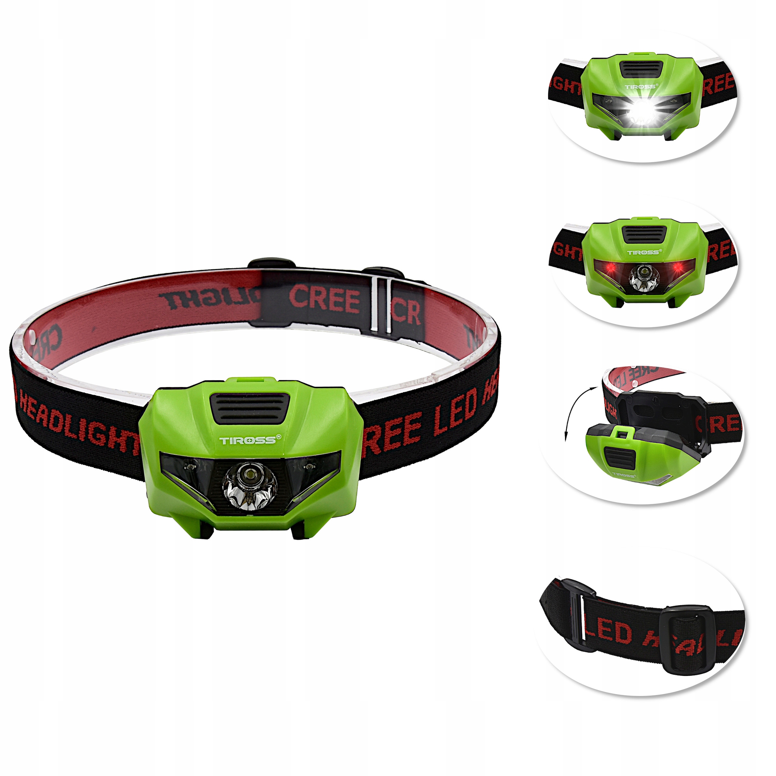 Latarka LAMPA Lampka CZOŁOWA 1W + 2 czerwone LED