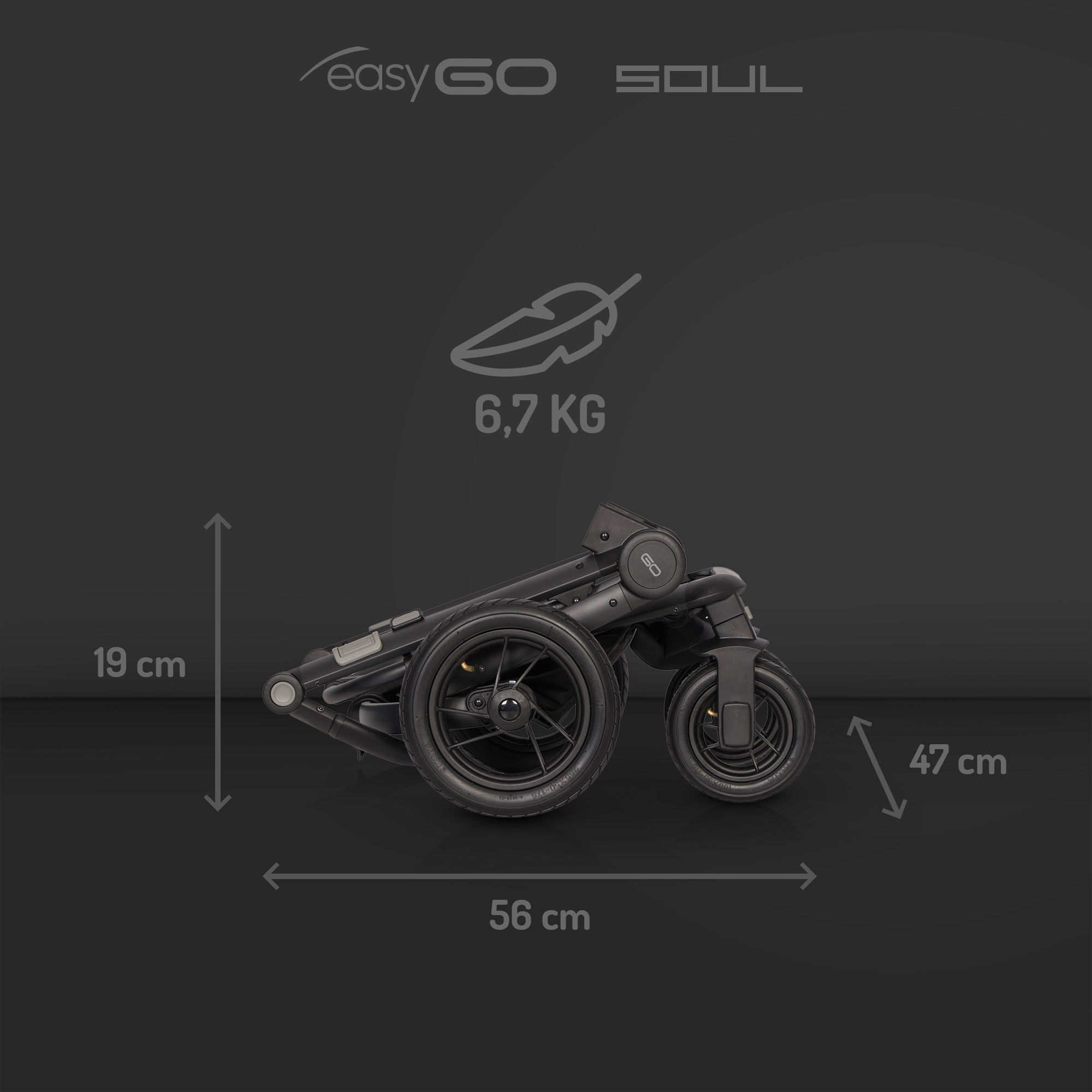 EasyGo Soul wózek 2w1 wielofunkcyjny 2x FOLIA Głębokość produktu 89 cm