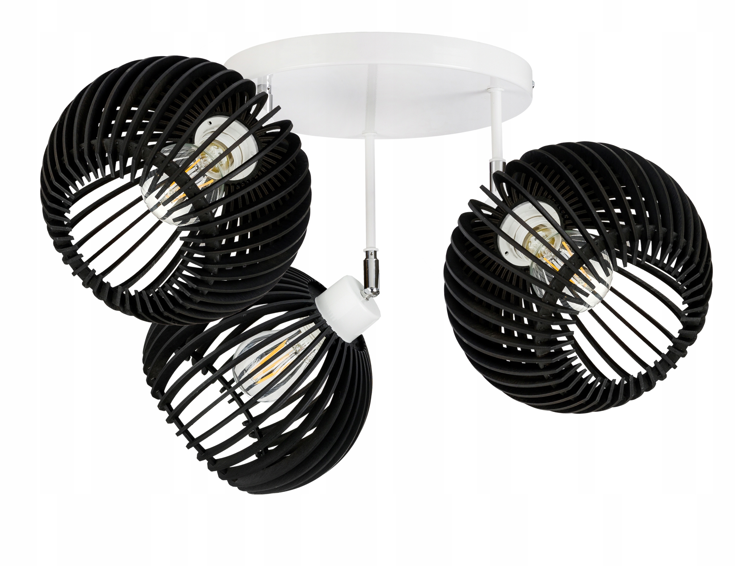 Stropní Svítidlo Stropní Svítidlo Pohyblivý Lustr Loft stínidlo Černé Dřevo na 3x E27