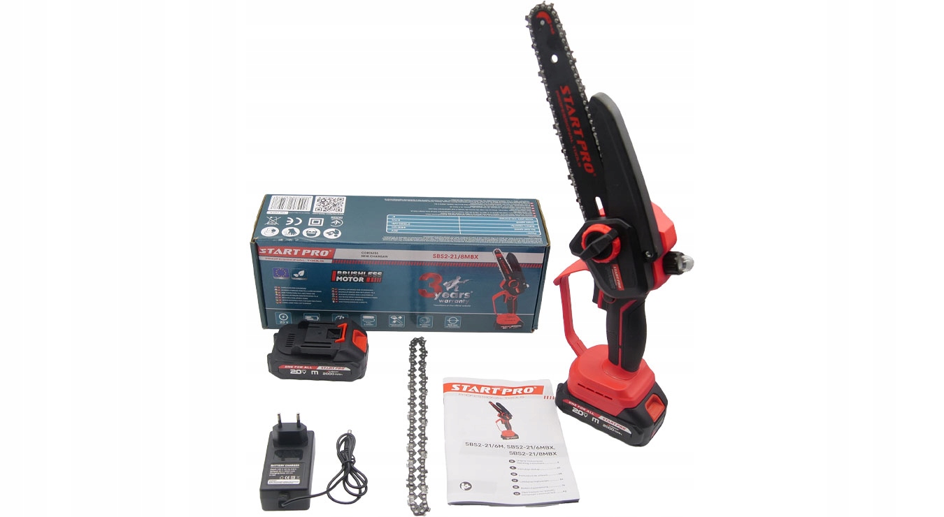 Aku Řetězová Pila Mini Pilka StartPro Brushless; 8 palců; 2xAKU