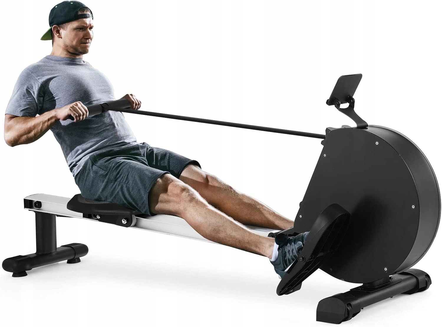 Domácí veslovací trenažér, veslovací trenažér s držákem na tablet, trénink pro domácí fitness