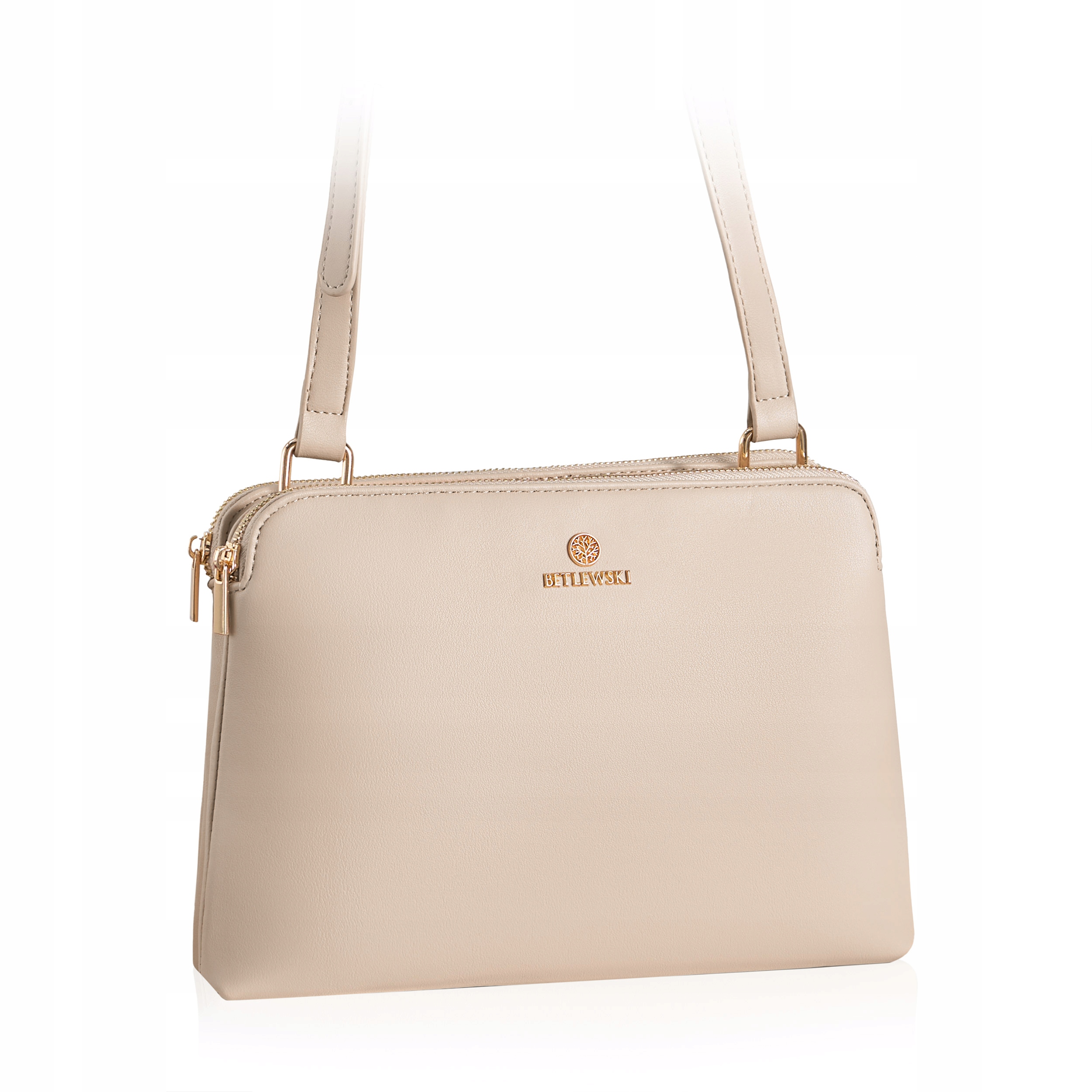 Betlewski klasická dámská kabelka přes rameno béžová kožená
