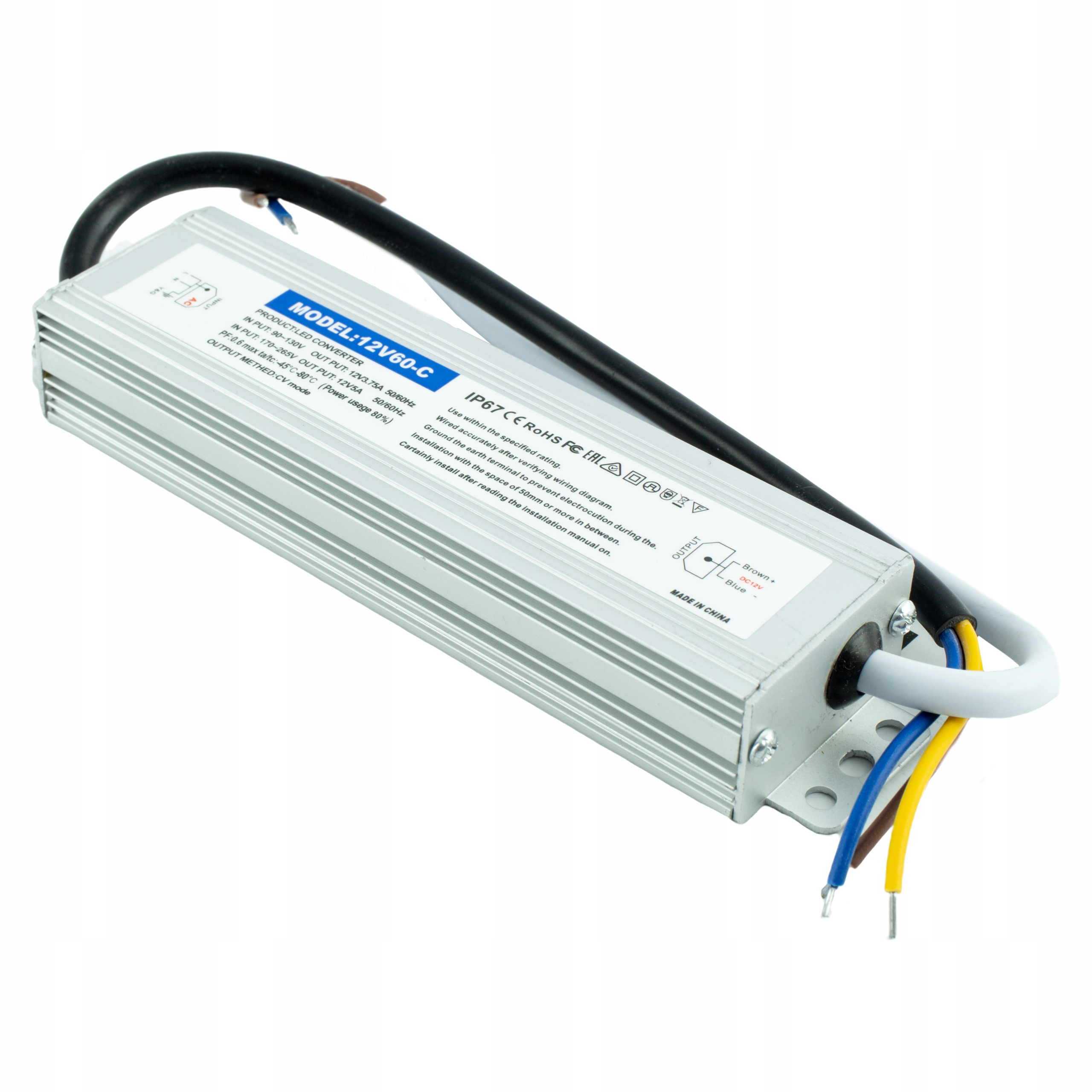 

Zasilacz Wodoodporny do taśm Led 12V 60W IP67