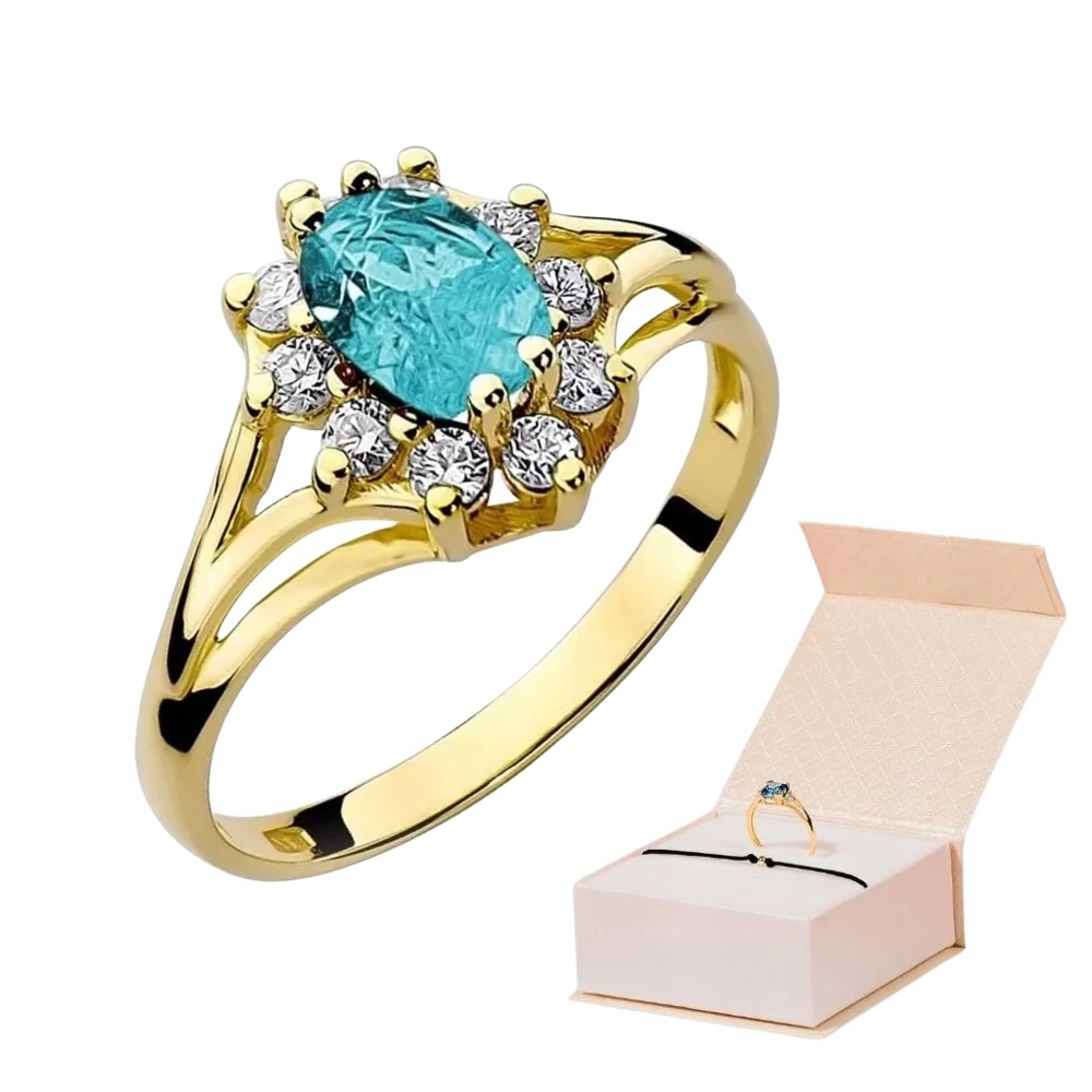 Topazový Prstýnek Diamantem Ryzost 585 0,9 KArátu Zlatý Náramek