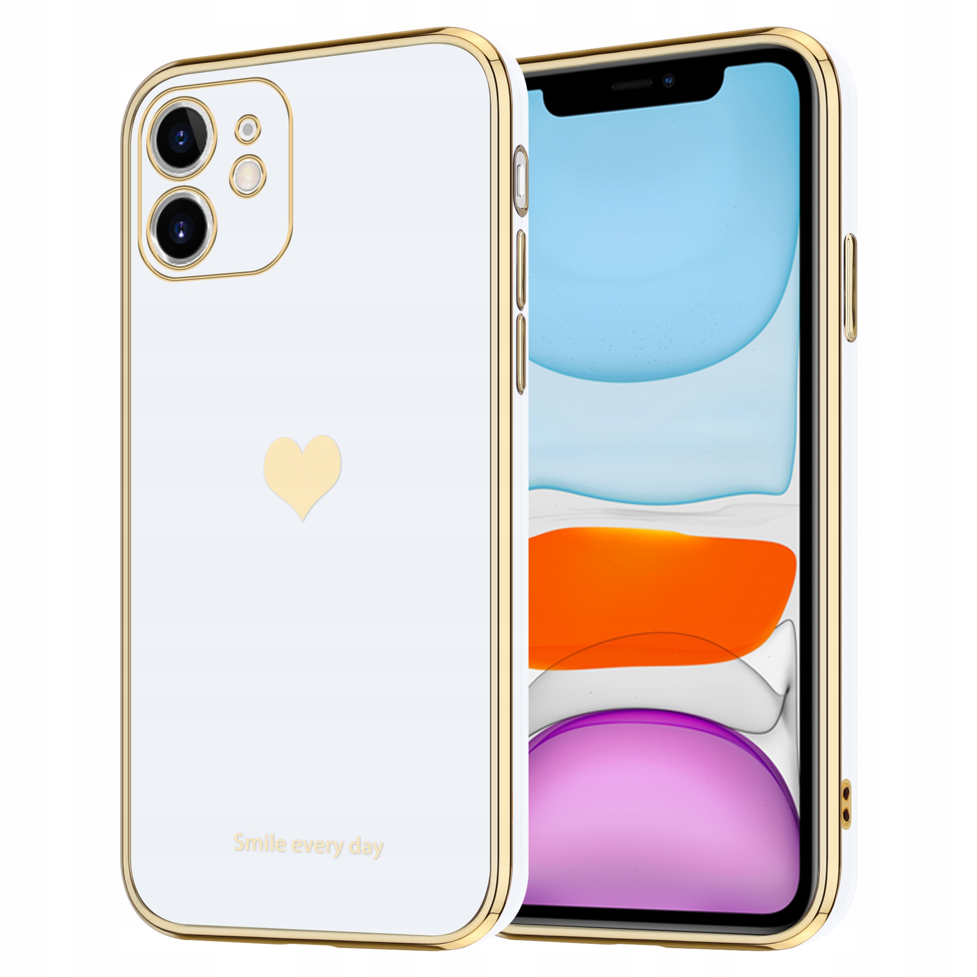 KOBIECE ETUI HEART DO IPHONE 12 | BIAŁE