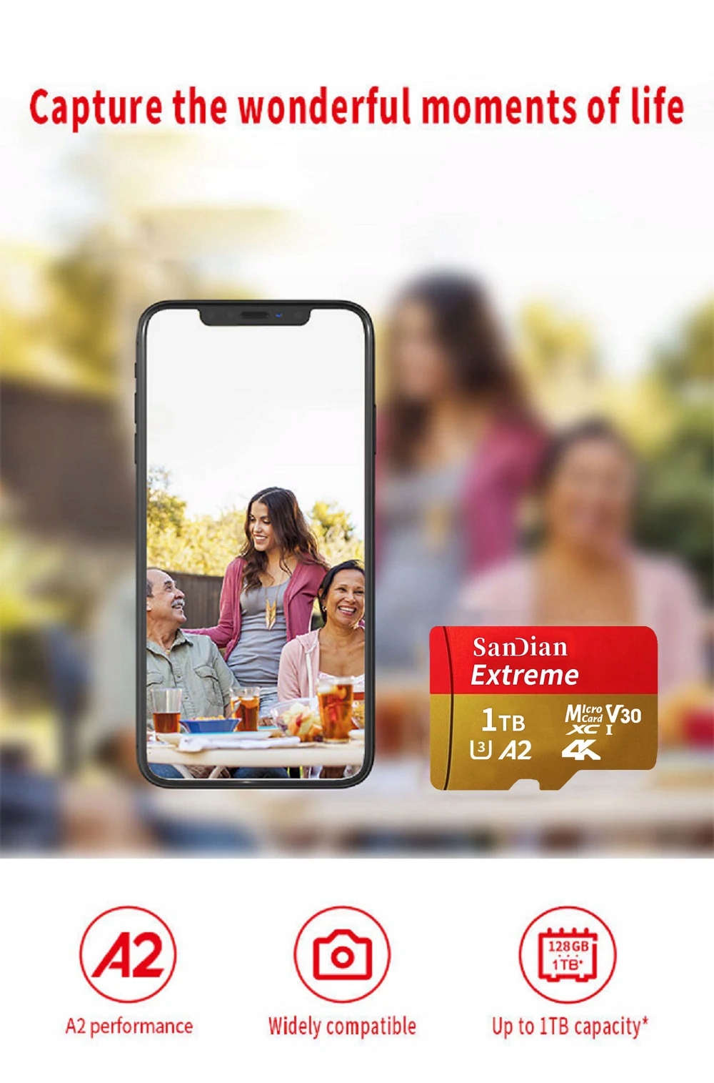 SANDISK MICRO SDXC EXTREME 1TB 190MB/s U3 V30 A2 Dołączony adapter nie