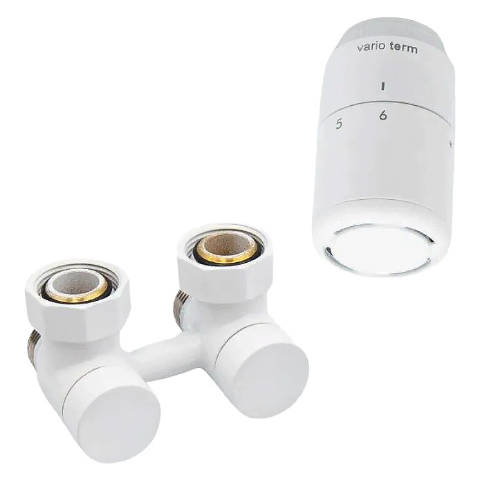 Elegantní úhlová termostatická sada Premium Exclusive All in One, bílá