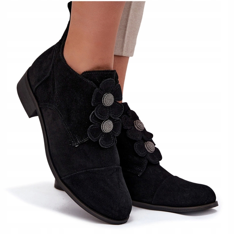 Dámské Semišové Polobotky S Ozdobným Zipem A Kotníkovými Botami Zazoo 3080 Černé 39