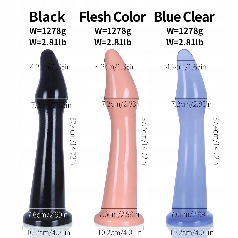 JIXAXE Gigantyczny Korek Analny Dildo 37cm z Przyssawką dla Par Niebieski — miniatura 2