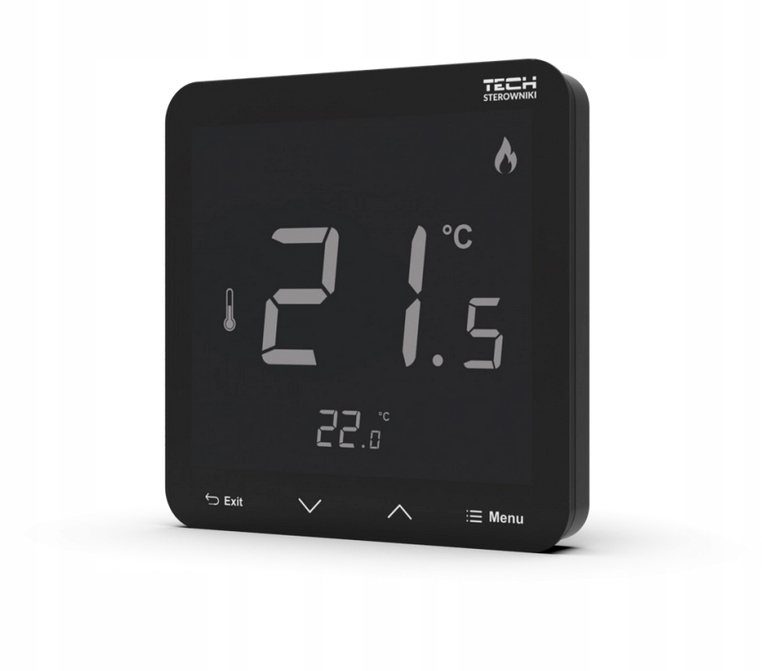 Bezdrôtový izbový regulátor čierny R-8S Plus Tech Sterowniki