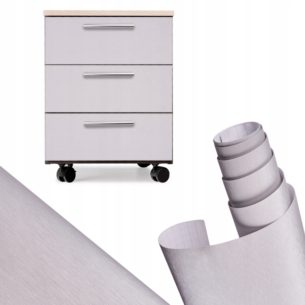 Folia Aluminium Szczotkowane Srebrna Metallic Imitująca Stal 50x152 cm