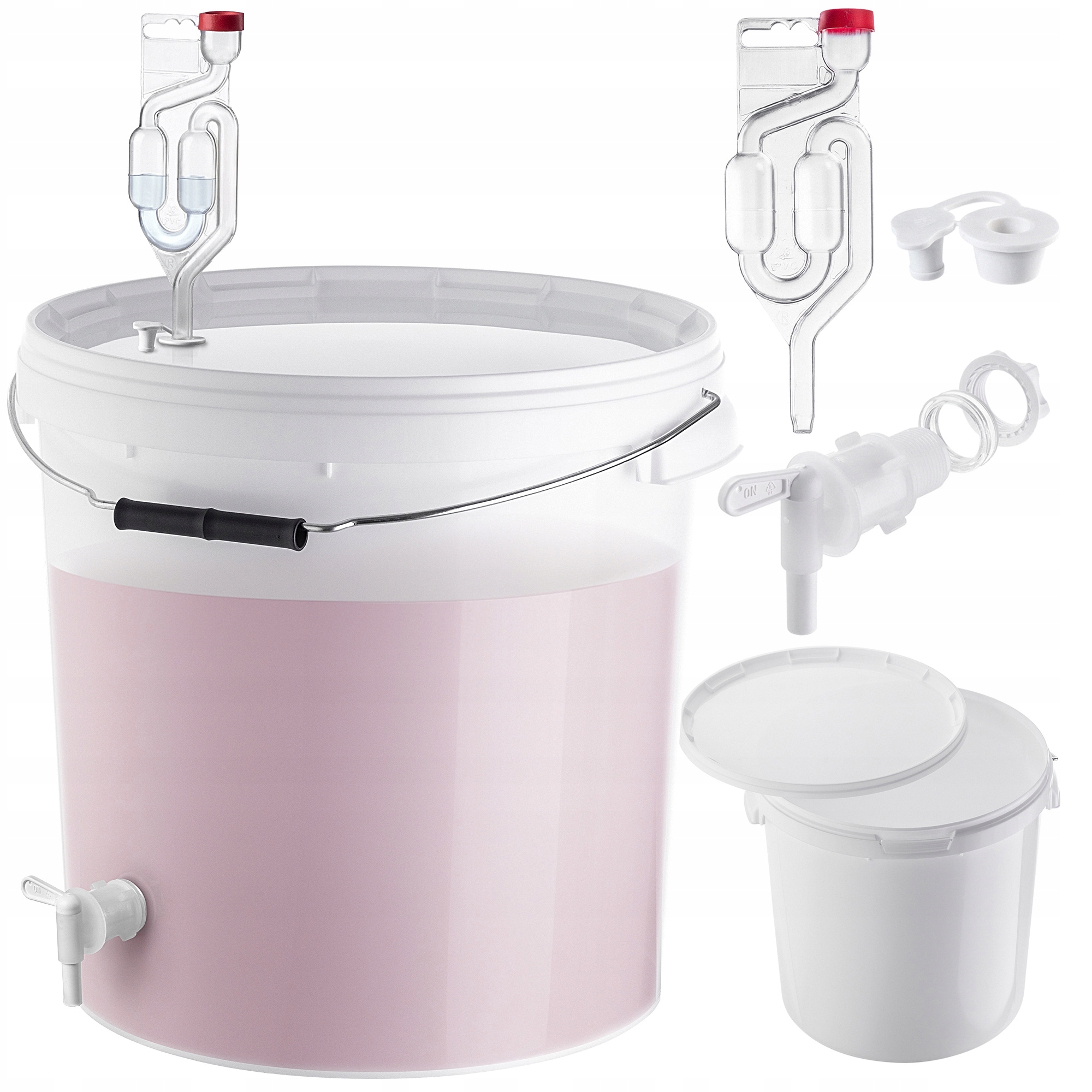 POJEMNIK FERMENTACYJNY 20L WIADRO NA WINO NALEWKI PIWO + KRANIK RURKA KOREK