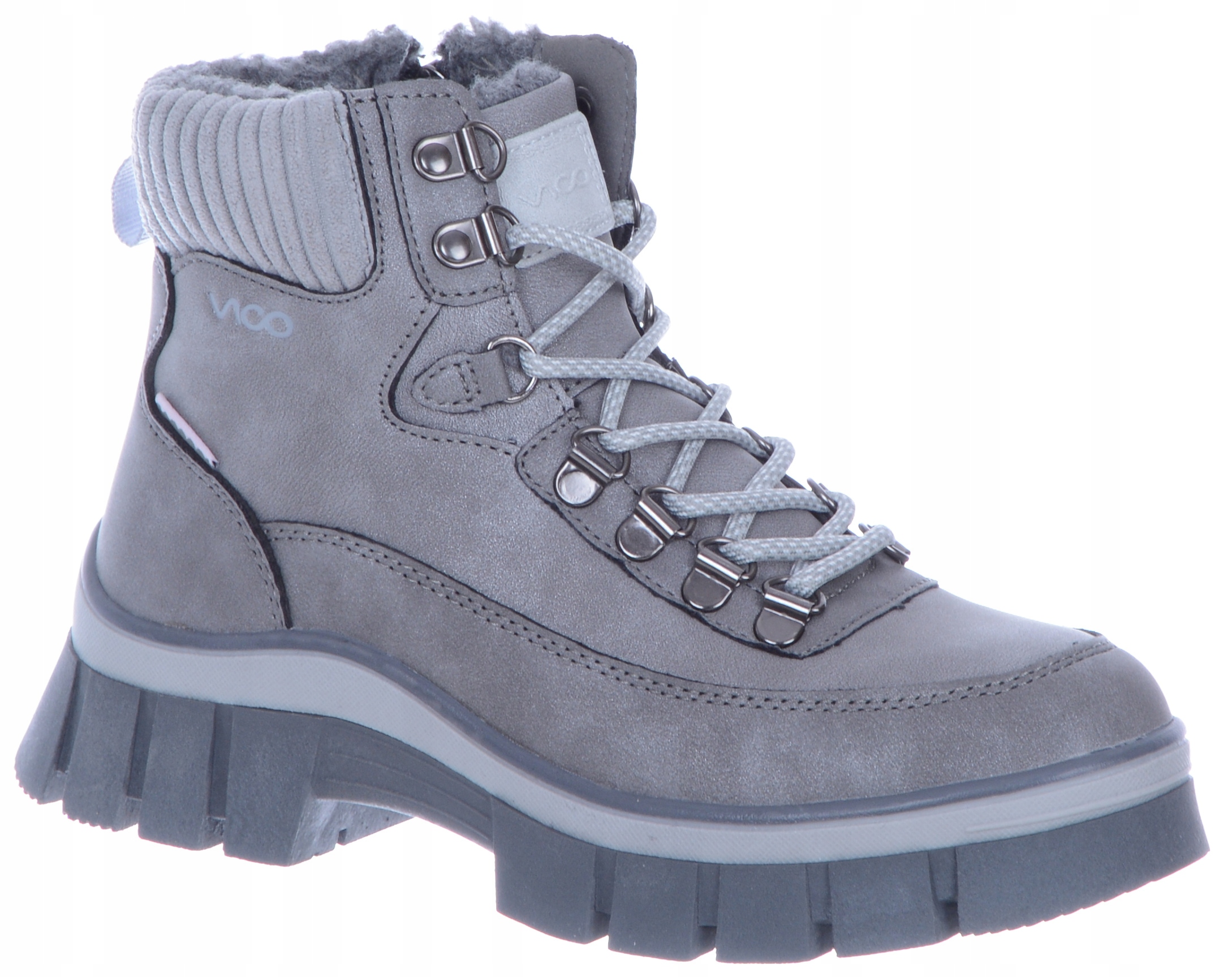 Dámské pevné trapery zateplené pohodlné šněrovací boty šedé 37