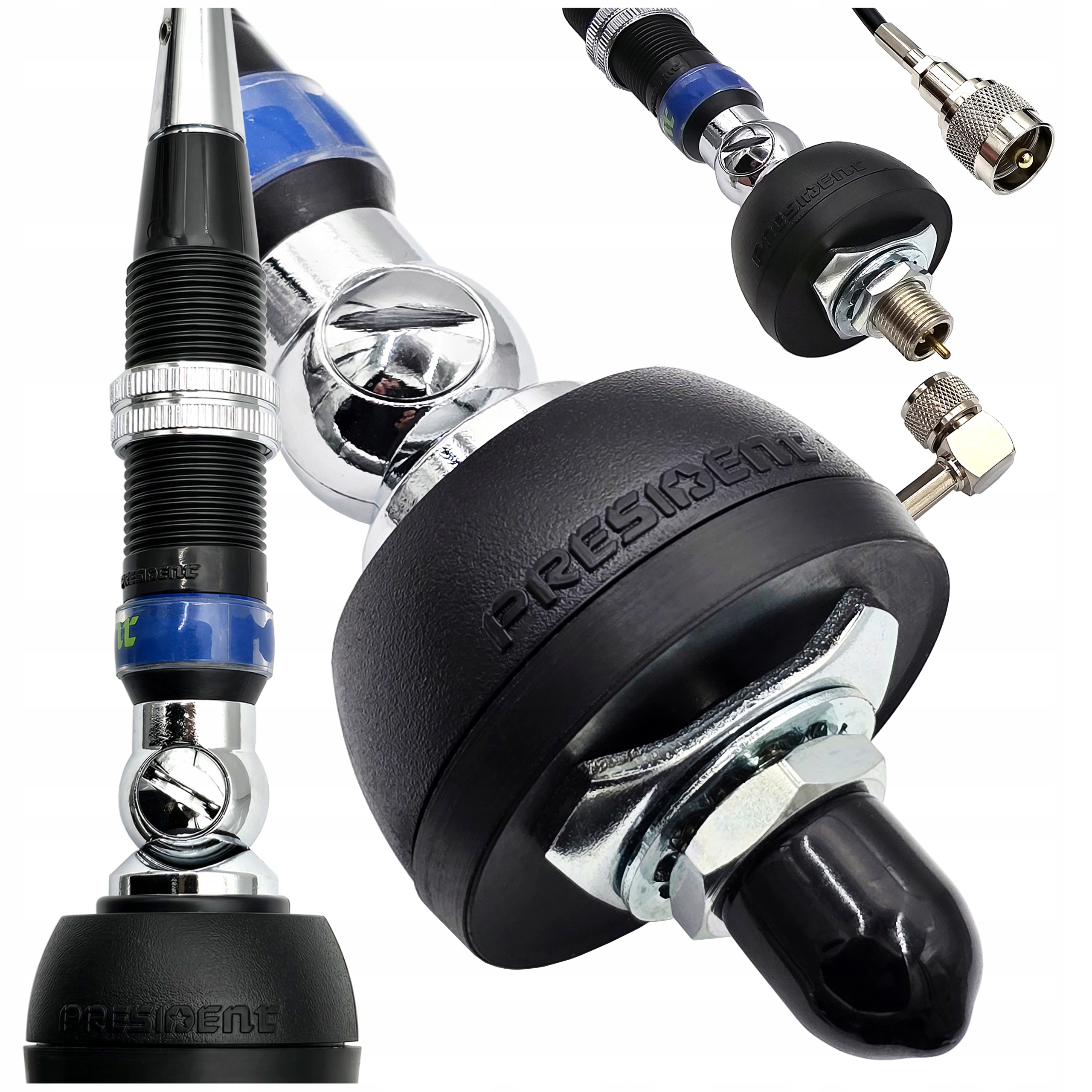 Cb Anténa President Iowa originál 102cm +4dBi 1/2f kabel Cb-uhf konektor