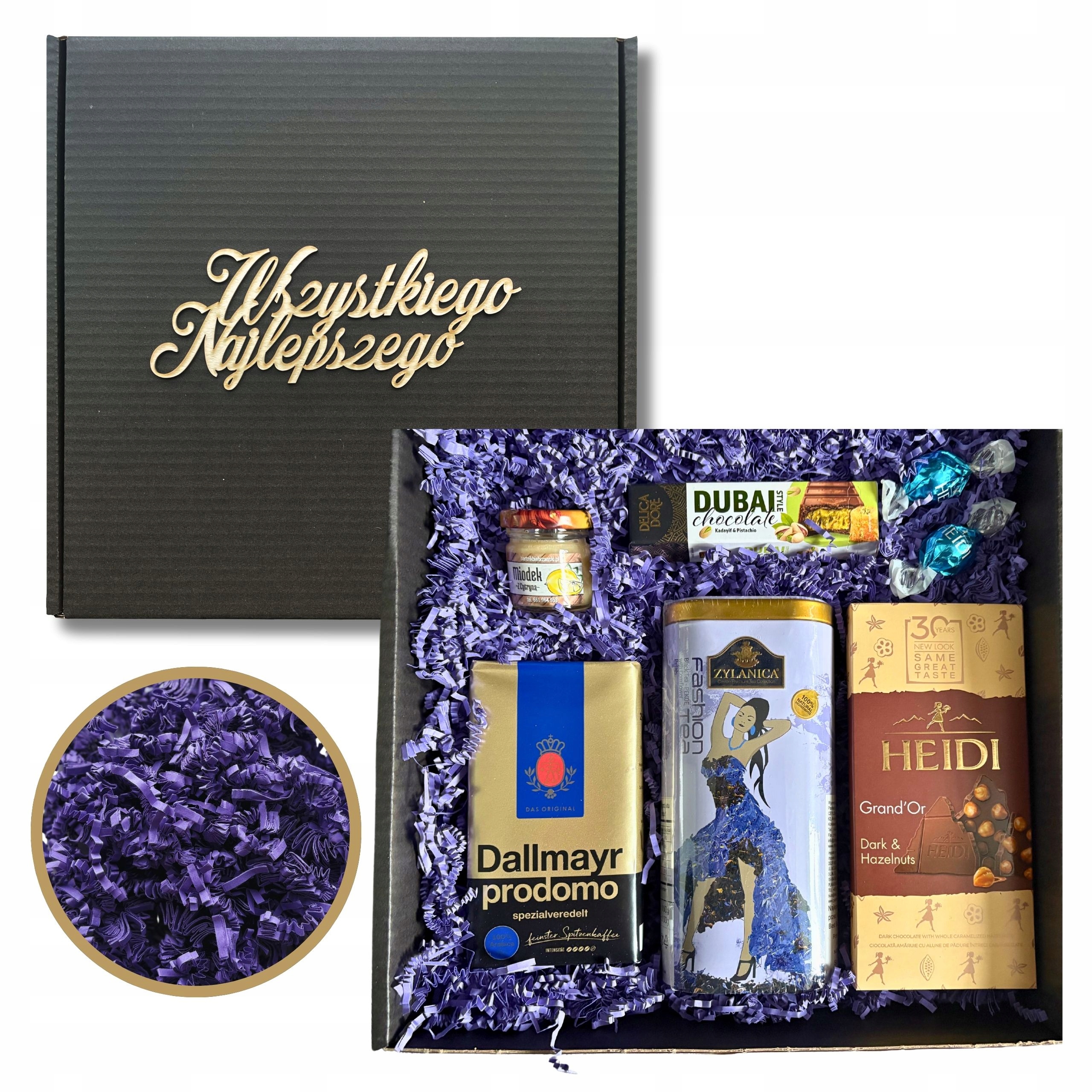 Zestaw prezentowy pudełko herbata kawa czekolada dubajska miód