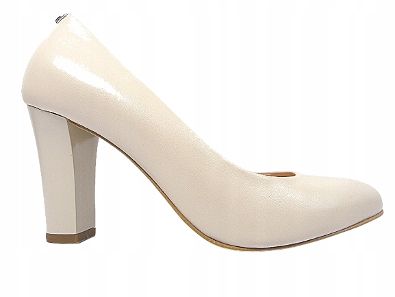 Béžové lodičky na stabilním podpatku Sala 37 kůže lico pohodlné Ck